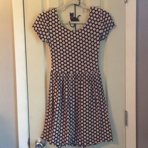 Pink and Navy, Polka-Dotted Dress